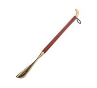 Chausse Pied Outil de port de chaussures portable à long manche, aide de voyage en bois for la maison, matériau en cuivre, structure simple Shoe Horn(Bruin)