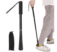 Chausse-pied Télescopique, Chausse-pied Long Rétractable Portable avec Poignée Confortable et Sac de Transport, Ajustable 43-85cm en ABS pour Seniors, Femmes Enceintes et Personnes à Mobilité Réduite
