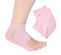 Chaussette à talon gel, chaussettes ouvertes pour doigts pour peau sèche craquelée hydratante de nuit chaussettes hydratantes à talons en gel soulager les douleurs au talon Confortables douces (Rose)