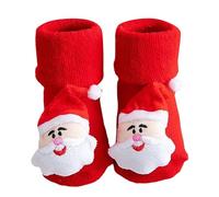 Chaussette Chaude Enfant - De Noël Épaisses pour Enfants Rouges du Nouvel an pour Bébés À Terme en Coton Épais À Tube Moyen Automne Et Hiver (B M)