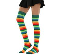 Chaussette Chaude Homme Femme,Bas rayés Tendance pour Femmes Chaussettes Montantes décontractées et Confortables Couleur Arc en Ciel pour Un Usage Quotidien Une Tenue de soirée ou de Maison