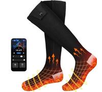 Chaussette Chauffante, 2x5000 mAh Rechargeable Batteries, avec 4 Niveaux de Température, Chaussettes Chauffantes Homme Femme, Contrôle par Application, pour la Chasse d'hiver/Ski/vélo/Camping