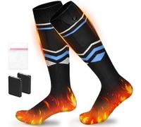 Chaussette Chauffante, 5000mAh Chaussettes Chauffantes Rechargeables avec 4 Températures, Grande Surface de Chauffage, Chaussettes Lavables pour la Chasse d'hiver/Ski/vélo, Unisexe 36-44 - Bleu