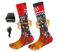 Chaussette Chauffante Rechargeable À 3 Niveaux de Température, Lavables Chauffage Chaussettes d'hiver, pour Le Ski Randonnée Camping Temps Froid(Red,Socks+Batteries)