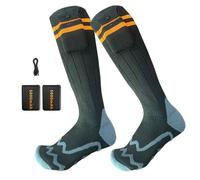 Chaussette Chauffante Rechargeable,Chauffage Chaussettes d'hiver pour Homme et Femme,4 Réglages de Chauffage, Lavables,Chauffe-Pieds Chauffants pour Le Ski Chasse Randonnée(Black Orange)