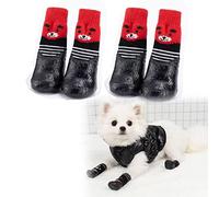Chaussette Chien Antiderapante, 4 Pcs Chaussettes Anti-Dérapantes avec Sangle de Fixation Réglable Protège Les Pattes de L’Animal et Les Sols Intérieurs pour Les Petits ou Gros Chiens et Chats
