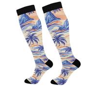 Chaussette De Compression Montagnes De Palmiers Chaussettes Haute 50Cm | Course Chaussette Cyclisme Bas De Compressione Pour Entraînement Fitness Gym