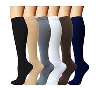 Chaussette de Contention Bas de Contention Chaussettes de Compression pour Hommes et Femmes, pour Sportive, Cyclisme, Voyage en Avion multicolore 6 Paires