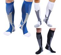 Chaussette de Contention Bas de Contention Chaussettes de Compression pour Hommes et Femmes, pour Sportive, Cyclisme, Voyage en Avion et Grossesse de maternité 3 Paires