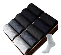 Chaussette De Contention Homme Lot de 10 paires de chaussettes en fibre de bambou for homme, chaussettes de compression respirantes, longues, décontractées, for le travail, grandes tailles 38-45(5Blac
