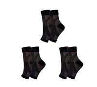 Chaussette De Contention Homme Lot de 2/3 paires de chaussettes de sport à compression for homme et femme, protection de la cheville, haute élasticité, for bateau, courtes(153-BlackBrown3Pairs,L-XL)