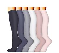Chaussette De Contention Lot de 6 paires de chaussettes de compression for hommes et femmes, 15-20 mmHg, idéales for la course à pied, l'athlétisme, la médecine, la grossesse et les voyages(Color2,S/M