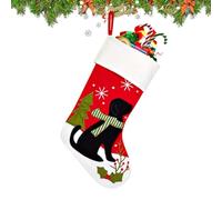 Chaussette de Noël - 27 x 44 cm Chaussette brodée, charmante saisonnière | Thème animal de compagnie, ornement réglable festif avec ambiance de vacances, chaussettes de Noël tricotées pour les