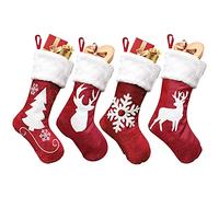 Chaussette de Noel,4pcs Grande Chaussette Noel a Suspendre Père Noël Sac Cadeau Chaussettes de Noël à Suspendre Bas de Noël de Grande Taille Ornement pour Décoration Cheminée Sapin Vitrine Bonbon