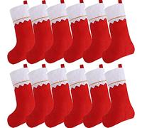 Chaussette de Noël 6 pièces Bas de Noel Grande Chaussettes de Noël en Feutre blanc Rouge Sac-Cadeau et Chaussettes de cheminée pour décorations de Noël Fête Nouvel An Veille de Noël Articles de fête