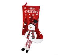 Chaussette de Noël avec motif Père Noël à suspendre sur une cheminée ou un mur, grande capacité pour les vacances pour remplir et décorer (bonhomme de neige)