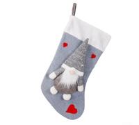 Chaussette de Noël en peluche avec boucle de suspension pour un placement facile Motif Père Noël Gris