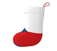 Chaussette de Noël en peluche avec drapeau de la République tchèque - Confortable - Ne se décolore pas - Impression double face - Décoration de vacances