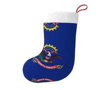 Chaussette de Noël en peluche avec drapeau du Dakota du Nord - Confortable - Ne se décolore pas - Impression double face - Décoration de vacances