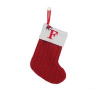 Chaussette de Noël en Tricot avec Flocons et Lettres, Chaussette | Décoration Suspendue pour Sapin et Couronne, à Bonbons Festif pour la Famille, 18x14 cm