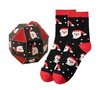 Chaussette De Noel Femme Moche Christmas Chaussette Drole Coton Fantaisie Chaussettes Noel Femme Imprimé Motif Multicolore Socks Noel, Cadeau Noël pour les Vacances et Fête de Noëls