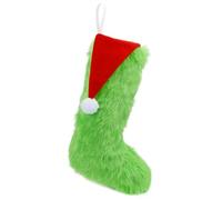 Chaussette de Noel Grinch Vert Grande Peluche Chaussette Noel a Suspendre Père Noël Sac Cadeau Chaussettes de Noël à Suspendre Bas de Noël de Ornement pour Décoration Cheminée Sapin Vitrine Bonbon