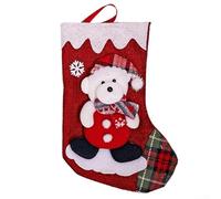 Chaussette de Noël Père Noël pour cheminée à suspendre, grande taille avec grand espace pour friandises et jouets de vacances, tissu robuste, décoration saisonnière (D)