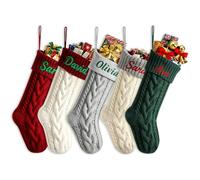 Chaussette De Noel Personnalisé avec Nom Brodé,Grandes Personnalisable Chaussettes De Noël A Suspendre Tricotées 46Cm,Christmas Decoration Noel Interieur Maison (2, Ovale)