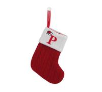 Chaussette de Noël tricotée avec flocon de neige rouge et alphabet - Corde à suspendre pour arbre, couronne ou guirlande, sac cadeau festif pour enfants, variante en corde blanche ou rouge, 18 x 14 cm