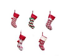 Chaussette de Noël tricotée avec motifs de rennes et flocons de neige pour le stockage des bonbons et une utilisation décorative saisonnière (C)