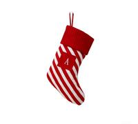 Chaussette de Noël tricotée pour décoration de sapin de Noël avec boucle de suspension adaptée pour les décorations saisonnières de maison et d'événements (lettre A rayée A)