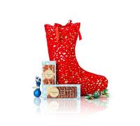 Chaussette de Noël Venchi, remplie de chocolats et de snacks au lait assortis, avec "Noisette du Piémont", sans gluten, sans conservateurs ni colorants, 189 g, idée cadeau de Noël