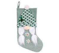 Chaussette de Noël verte avec motif Rudolph pour cadeaux et décoration d'arbre de Noël, chambre d'enfant, soirée
