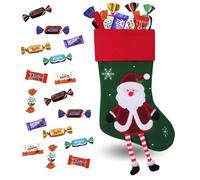 Chaussette de Noël XXL garnie de 100 bonbons au chocolat Kinder, Daim, Milka & Célébrations | Idéal pour suspendre à la cheminée