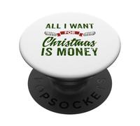 Chaussette de Père Noël « All I Want for Christmas is Money » PopSockets PopGrip Adhésif