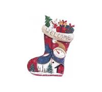 Article et décoration de fête GENERIQUE Chaussette décorative en bois - motif Bonhomme de neige