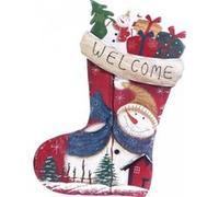 Article et décoration de fête GENERIQUE Chaussette décorative en bois - motif Bonhomme de neige