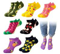 Chaussette Femme 39 42, 7 Paires Hebdomadaire Rigolote Chaussettes à Motif de Fruits Chaussettes en Coton Confortables Lot Multiple