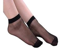 Chaussette Femme Coton Bas soie ultra mince bas chaussettes courtes paires de femmes 10 filles coupées chaussettes élastiques cheville Chaussette Fille 35 38 Sport (Black, One Size)