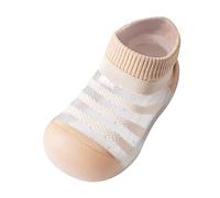 Chaussette Fille 27/30-536 Mois Respirant Enfants Rayé Été Garçons en Caoutchouc Cheville Doux Enfant en Bas Âge Semelle Chaussures Filles Pantoufle Bébé (Coffee 24)