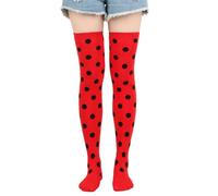 Chaussette Haute Femme à Motif Pois Coccinelle Cosplay Chaussettes Noel Montantes Fantaisie Stretch Chaussette Drole Rigolote Humour de Noel Carnaval Spectacle Chaussettes Longues Hiver Chaudes