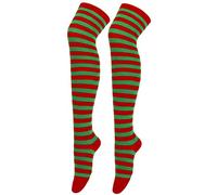 Chaussette Haute Raye, Bas Longs de Noël Sur Les Chaussettes Au-Dessus Des Genoux Costumes de Fête de Cosplay de Noël Chaussettes Chaussettes Hautes à Rayures Longues