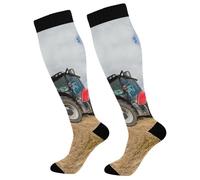 Chaussette Homme Agriculture Avec Tracteur Résistantes Chaussettes Basses Doux Chaussette Hautes Pour Course Golf Entraînement 50Cm