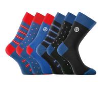 Chaussette Homme Coton Peigné Doux - Lot de 6 - Chaussettes Hautes Homme, Confortables, Bleu Taille 43/46