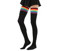 Chaussette Homme Femme,Bas Cuissardes Tendance pour Femmes Chaussettes rayées jusqu'aux Genoux Douces Confortables et Extensibles pour Un Usage Quotidien Une fête ou Une Tenue décontractée