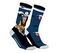 Chaussette Homme Lucky Luke Coton, 1 Paire de Chaussettes Fantaisie Homme, Édition Limitée et Originale, Bleu Taille 43/46