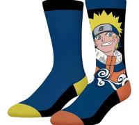 Chaussette Homme Naruto Coton, 1 Paire de Chaussettes Fantaisie Homme, Originale et Édition Limitée, Bleu, Orange, Jaune, Noir, Taille 39/42