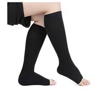 Chaussette Homme Soft Nylon Haute Compression Chaussettes Anti-fatigue Ouvert Toe Support Longues Chaussettes Sports Plantar Sports Mens Chaussettes for femmes S ~ xxl Chaussettes À Orteils(Black,S-M)