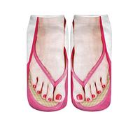 Chaussette Imitation Sandalles 5 Paires Chaussettes Imprimées Motif 3d Fantaisie Tongs Coton Elastique -transpiration Et Respirant Basses à La Cheville Chaussettes Pour Femmes Hommes (One Size)