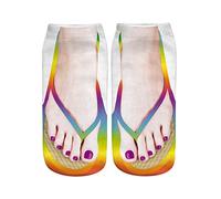 Chaussette Imitation Sandalles 5 Paires Chaussettes Imprimées Motif 3d Fantaisie Tongs Coton Elastique -transpiration Et Respirant Basses à La Cheville Chaussettes Pour Femmes Hommes (One Size)